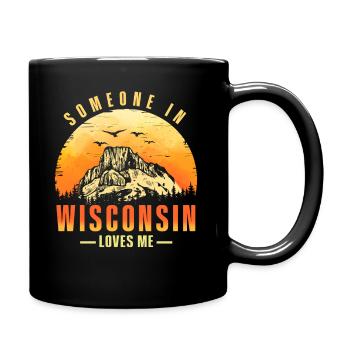 Jemand in Wisconsin liebt mich - Tasse einfarbig - Schwarz - Rechts