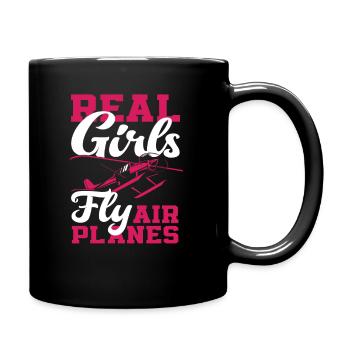 Pilot Mädchen Fliegen Flugzeuge - Tasse einfarbig - Schwarz - Rechts
