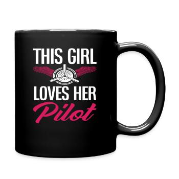 Pilot Dieses Mädchen Liebt Ihren Piloten - Tasse einfarbig - Schwarz - Rechts