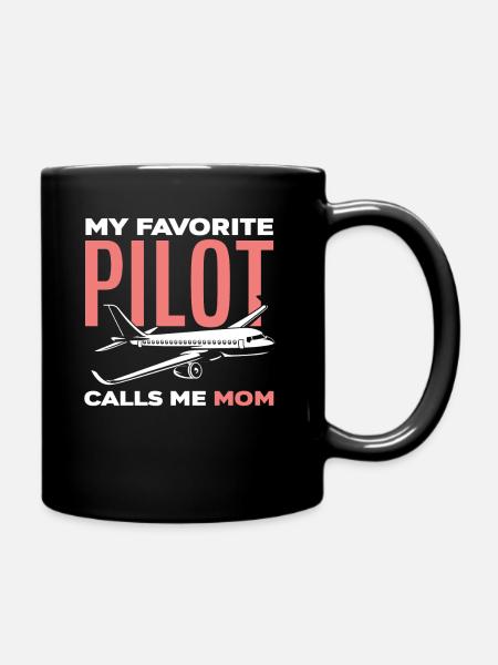 Piloten Mutter Mama Pilot - Tasse einfarbig - Schwarz