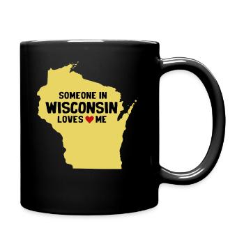 Jemand in Wisconsin liebt mich - Tasse einfarbig - Schwarz - Rechts