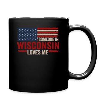 Jemand in Wisconsin liebt mich - Tasse einfarbig - Schwarz - Rechts
