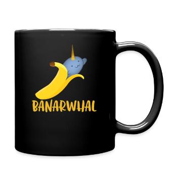 Banarwhal Banane Narval Jeu de mots Fruit Jaune Animal - Mug uni - noir - Droite