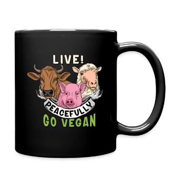 Vivre paisiblement Devenir végétalien Les animaux adorent - Mug uni - noir - Droite