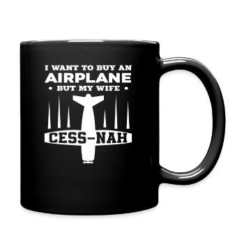 Pilot Flugzeug Kaufen Wortspiel Spruch - Tasse einfarbig - Schwarz - Rechts