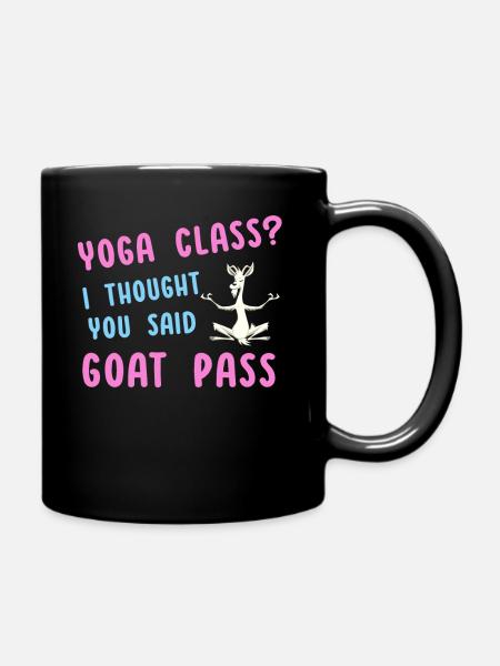 Yoga-Kurs oder Ziegenpass - Tasse einfarbig - Schwarz