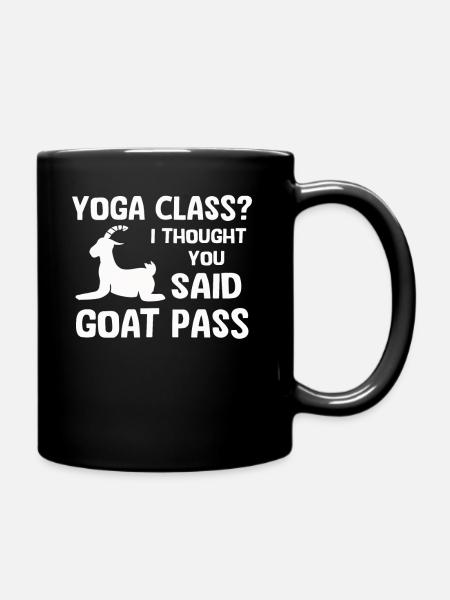 Yoga-Kurs oder Ziegenpass - Tasse einfarbig - Schwarz
