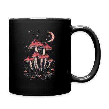Goblincore Cottagecore Fairycore Pilz Mondphasen - Tasse einfarbig - Schwarz - Rechts
