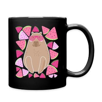 CAPYBARA- PASTÈQUE - ÉTÉ- LUNETTES - Mug uni - noir - Droite