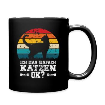 Ich mag Katzen - Tasse einfarbig - Schwarz - Rechts