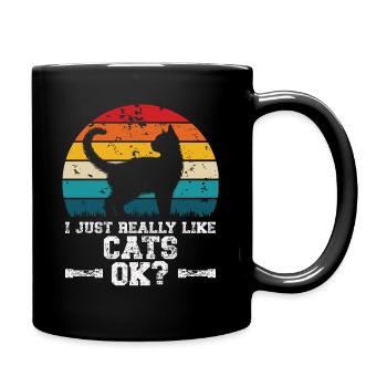 I really like cats - Tasse einfarbig - Schwarz - Rechts