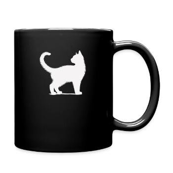 Ich liebe Katzen - Tasse einfarbig - Schwarz - Rechts