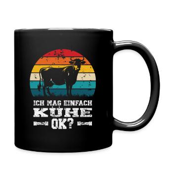 Ich mag Kühe - Tasse einfarbig - Schwarz - Rechts