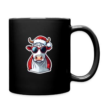 Weihnachten Kuh - Tasse einfarbig - Schwarz - Rechts