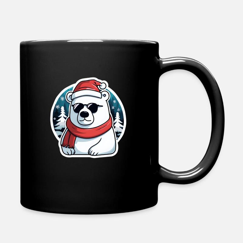 Christmas Polar Bear - Full Colour Mug - black