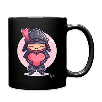 kawaii süßer Shogun Samurai mit Herz und Liebe - Tasse einfarbig - Schwarz - Rechts