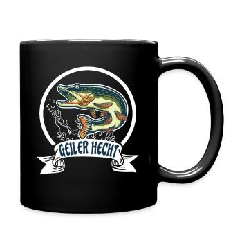 Geiler Hecht Lustiges Angler T-Shirt - Tasse einfarbig - Schwarz - Rechts