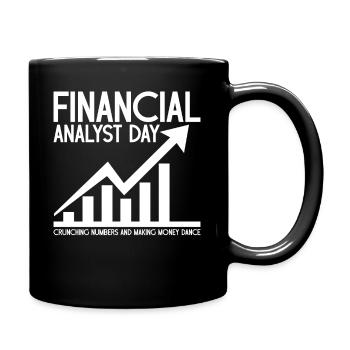 Happy Financial Analyst Day Crunching numbers - Full Colour Mug - black - Right