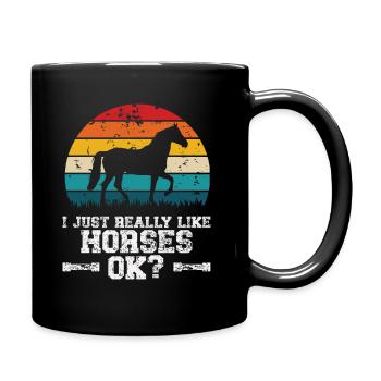 Ich mag Pferde - Tasse einfarbig - Schwarz - Rechts