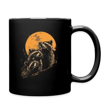 3 raton laveur lune hurlant tête de raton laveur cool - Mug uni - noir - Droite