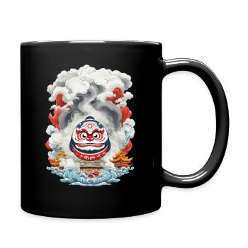 Japanese Daruma Aesthetic Yokai Vintage - Full Colour Mug - black - Right