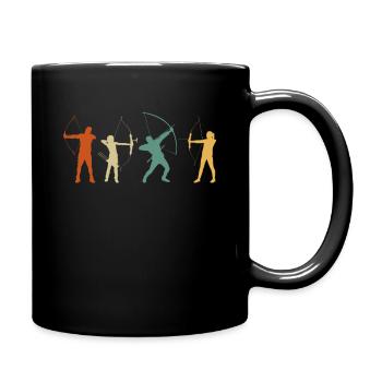 Retro Bogenschießen - Tasse einfarbig - Schwarz - Rechts