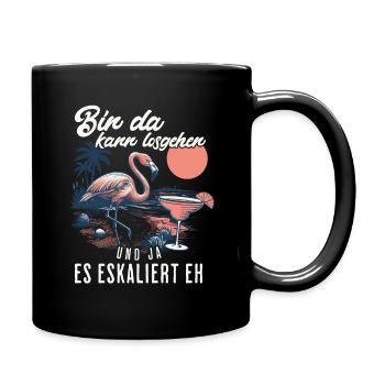 Funny Flamingo 'I'm Here You Can Go' Design - Full Colour Mug - black - Right