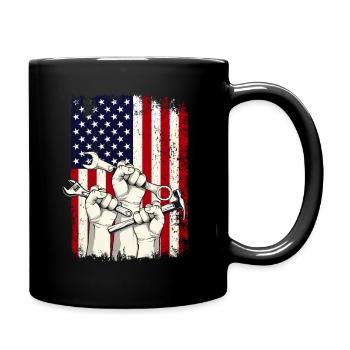 US-Flagge Tag der Facharbeiterarbeit - Tasse einfarbig - Schwarz - Rechts