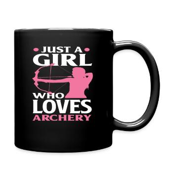 Bogen Frau Mädchen Bogenschießen - Tasse einfarbig - Schwarz - Rechts