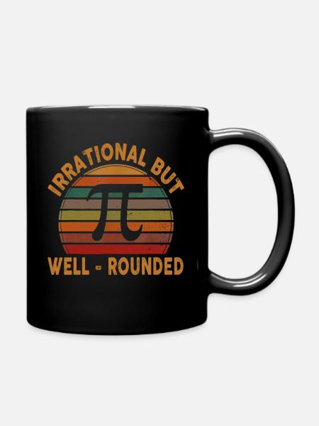 Retro Irrational But Well Rounded Pi Day - Full Colour Mug - black