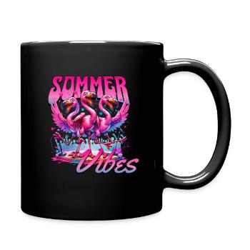 Sommer Vibes mit Flamingos - Tasse einfarbig - Schwarz - Rechts