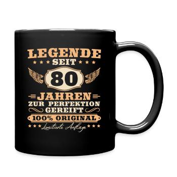 80 Geburtstag Männer Frauen 80 Jahre - Tasse einfarbig - Schwarz - Rechts