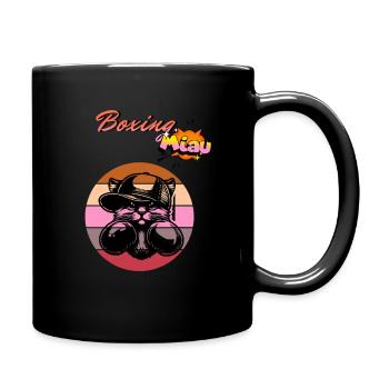 Funny Retro Cat Boxing Miau - Tasse einfarbig - Schwarz - Rechts
