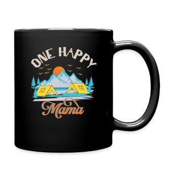 Camping Berge Zelt Happy Geschenk T - Shirt - Tasse einfarbig - Schwarz - Rechts