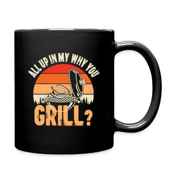 BBQ Grillen Geschenk - Tasse einfarbig - Schwarz - Rechts