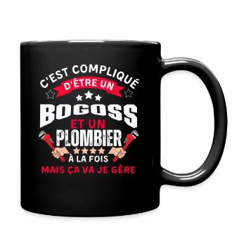 Pas facile d être plombier et bogoss - Mug uni - noir - Droite