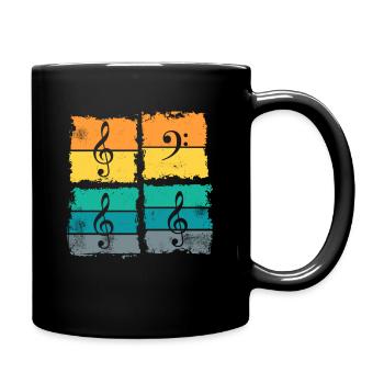 Bass Bass Key Musician Bassist Retro Vintage - Full Colour Mug - black - Right