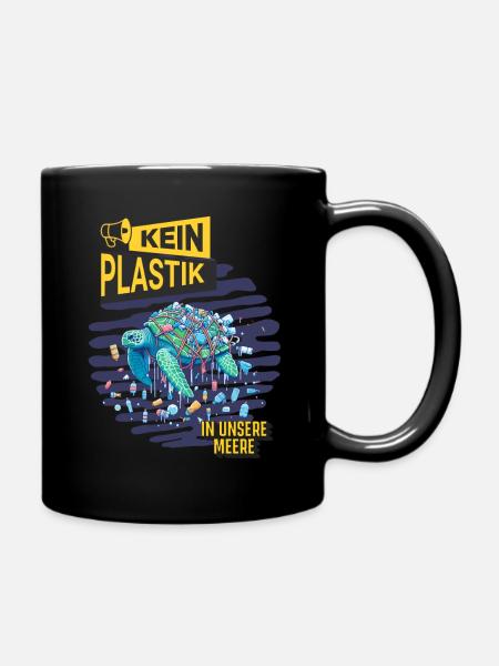 Umweltschutz Kein Plastik in unsere Meere - Tasse einfarbig - Schwarz