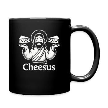 Cheesus Jesus Christian Lustig Käse Liebhaber Glaube - Tasse einfarbig - Schwarz - Rechts