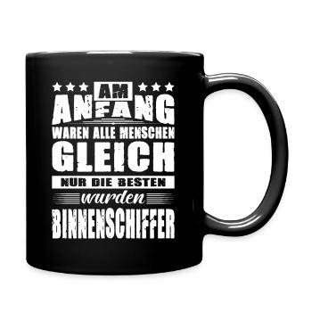 Am Anfang Waren Alle Gleich Binnenschiffer - Tasse einfarbig - Schwarz - Rechts