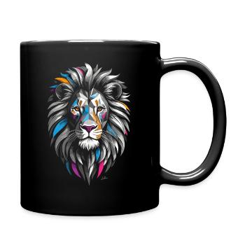 Geometrische Löwenfarben - Tasse einfarbig - Schwarz - Rechts