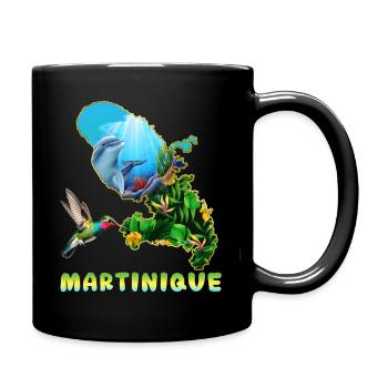 Martinique Dolphin And Hummingbird And Hibiscus - Full Colour Mug - black - Right