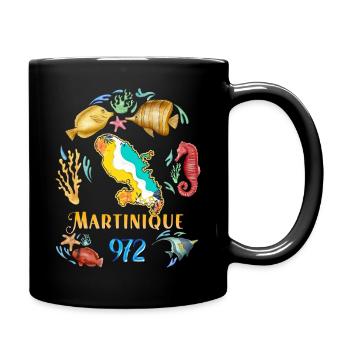 Martinique 972 Dolphin And Hummingbird And Hibiscus - Full Colour Mug - black - Right