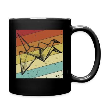 Owl Paper Crane Origami Retro - Tasse einfarbig - Schwarz - Rechts