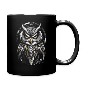 Yellow Owl - Geometric Symbol - Full Colour Mug - black - Right