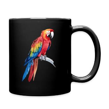 Watercolour Colorful Scarlet Macaw Parrot Bird - Full Colour Mug - black - Right