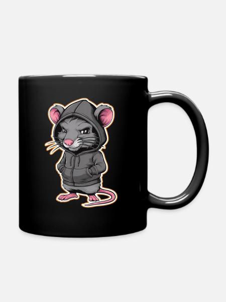 Rat cool dans un sweat à capuche élégant - Funny Animals - Mug uni - noir