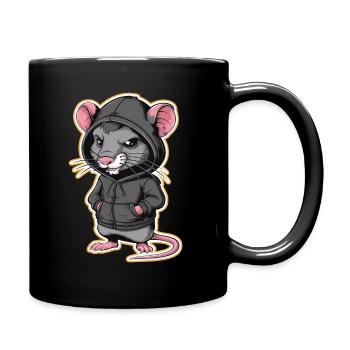Cool Rat in a Stylish Hoodie - Funny Animals - Full Colour Mug - black - Right