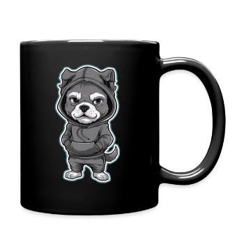 Cool dog in stylish hoodie - Full Colour Mug - black - Right