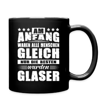 Am Anfang Waren Alle Menschen Gleich Glaser - Tasse einfarbig - Schwarz - Rechts